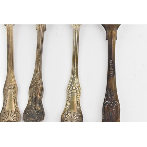 14 - A selection of 19th century silver kings pattern cutlery, with various makers marks and date letters... 