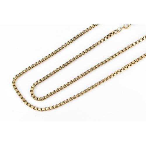 149 - A 9ct yellow gold box link chain necklace, the bolt ring clasp stamped 9ct, 79cm, 38.1 grams
If ther... 