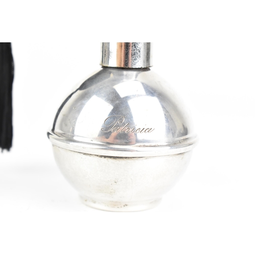 15 - An Italian mid/late 20th century silver perfume atomizer, of globular form, engraved with the name '... 