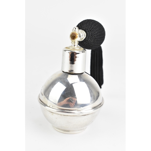 15 - An Italian mid/late 20th century silver perfume atomizer, of globular form, engraved with the name '... 