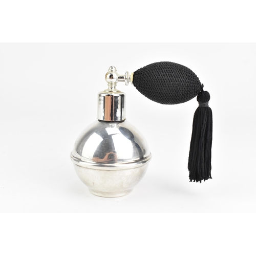 15 - An Italian mid/late 20th century silver perfume atomizer, of globular form, engraved with the name '... 