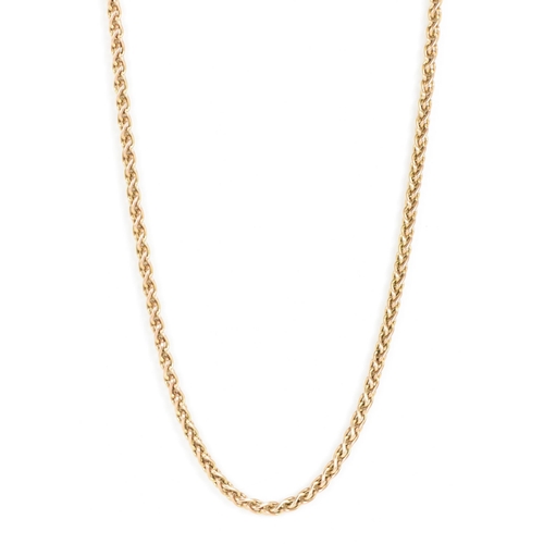 150 - A 9ct gold wheat link chain necklace, having a bolt ring clasp, stamped 9K, 375, 61cm, 20.6 grams
If... 