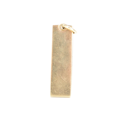 168 - A 9ct gold bar pendant, by Pobjoy Mint Ltd, hallmarked London 1977, 42.9mm high excluding suspension... 