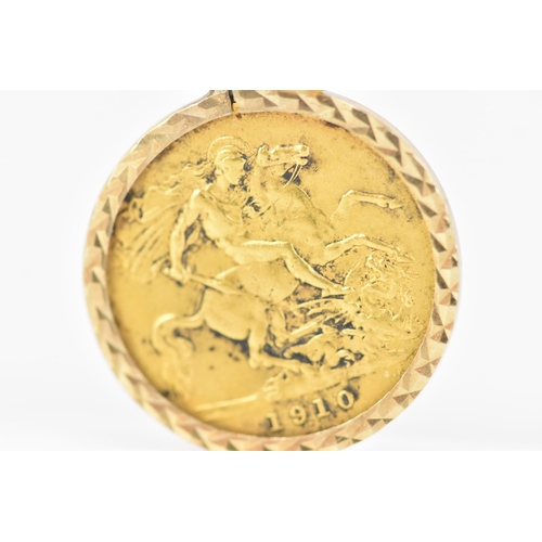 172 - United Kingdom - Edward VII (1901-1910), 1910 Gold Half Sovereign, London Mint, mounted in a 9ct gol... 