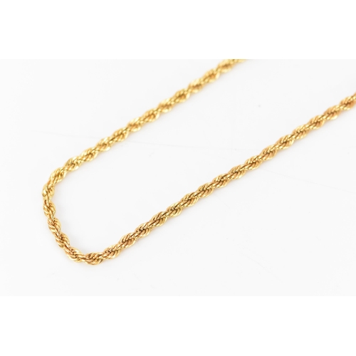 176 - A yellow gold rope twist chain necklace having a bolt ring clasp, unmarked, tests as 18ct, 49.5cm, 1... 