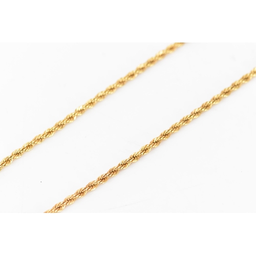 176 - A yellow gold rope twist chain necklace having a bolt ring clasp, unmarked, tests as 18ct, 49.5cm, 1... 