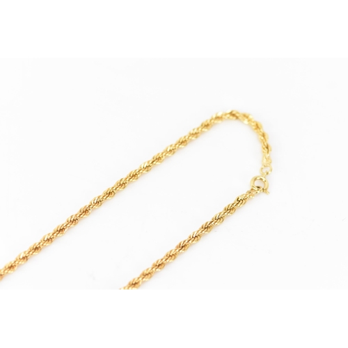 176 - A yellow gold rope twist chain necklace having a bolt ring clasp, unmarked, tests as 18ct, 49.5cm, 1... 