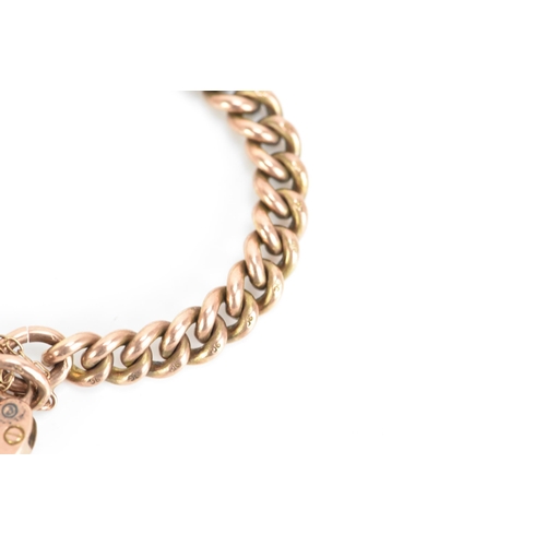 179 - A 9ct rose gold curb link bracelet, having a heart shaped padlock clasp, stamped 9ct, 19.2 grams
If ... 