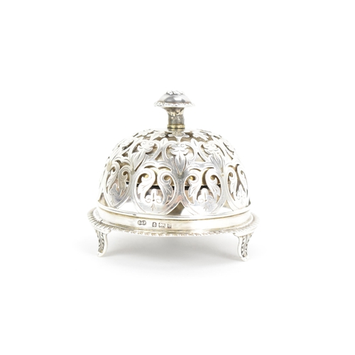 198 - A late Victorian silver table bell, by Deakin & Francis, hallmarked Birmingham 1900, pierced floral ... 