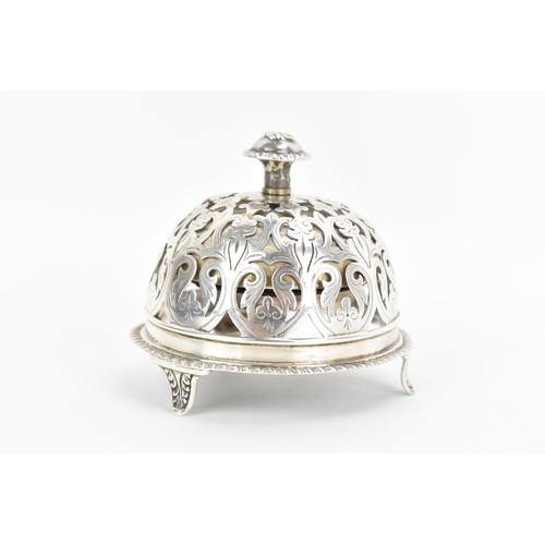 198 - A late Victorian silver table bell, by Deakin & Francis, hallmarked Birmingham 1900, pierced floral ... 