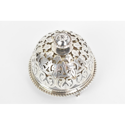 198 - A late Victorian silver table bell, by Deakin & Francis, hallmarked Birmingham 1900, pierced floral ... 