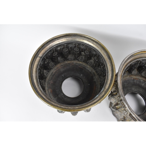 200 - A pair of late 19th/early 20th century silver plated continental jardinieres, each embossed with rep... 