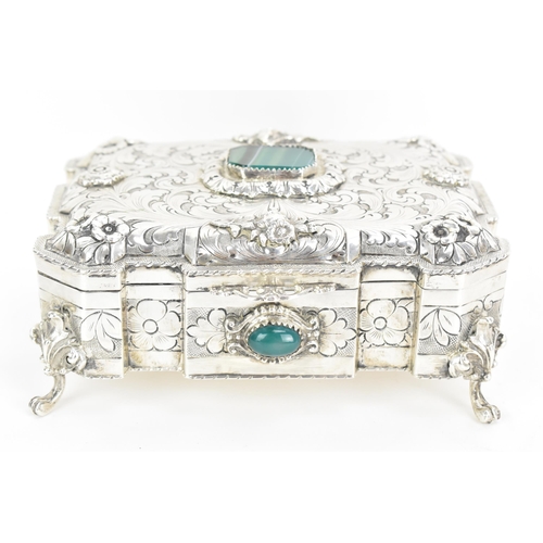 201 - An Italian silver jewellery casket, by Fratelli Cacchione, makers for Tiffany and Cartier, the lid a... 