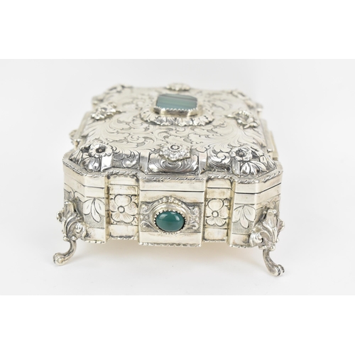 201 - An Italian silver jewellery casket, by Fratelli Cacchione, makers for Tiffany and Cartier, the lid a... 