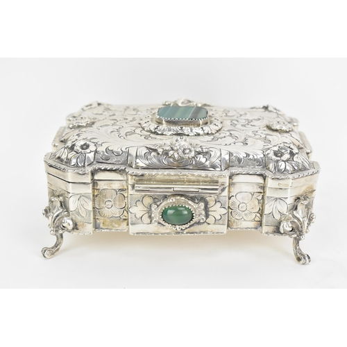 201 - An Italian silver jewellery casket, by Fratelli Cacchione, makers for Tiffany and Cartier, the lid a... 