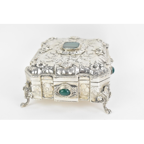 201 - An Italian silver jewellery casket, by Fratelli Cacchione, makers for Tiffany and Cartier, the lid a... 