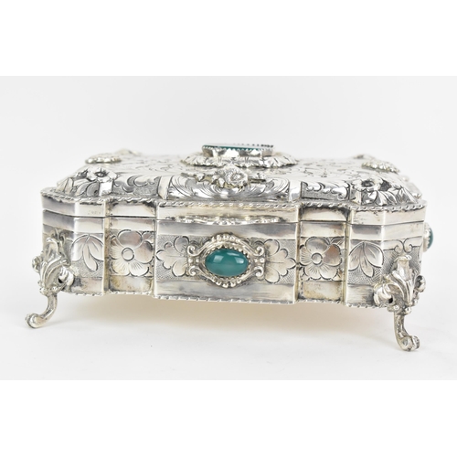 201 - An Italian silver jewellery casket, by Fratelli Cacchione, makers for Tiffany and Cartier, the lid a... 