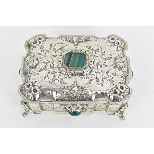 201 - An Italian silver jewellery casket, by Fratelli Cacchione, makers for Tiffany and Cartier, the lid a... 