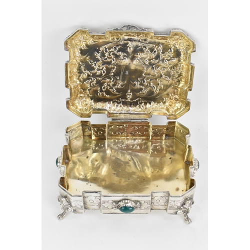 201 - An Italian silver jewellery casket, by Fratelli Cacchione, makers for Tiffany and Cartier, the lid a... 