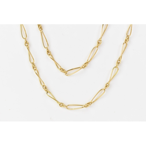 209 - An 18ct yellow gold chain link rope length necklace, each link stamped '18', 125cm, 37.8 grams
If th... 