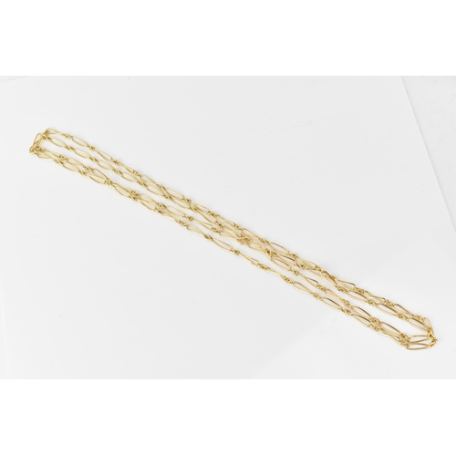 209 - An 18ct yellow gold chain link rope length necklace, each link stamped '18', 125cm, 37.8 grams
If th... 