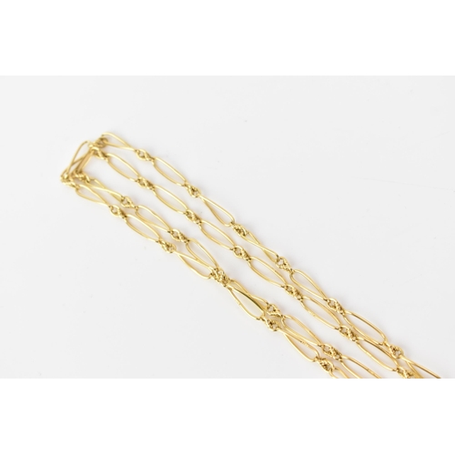 209 - An 18ct yellow gold chain link rope length necklace, each link stamped '18', 125cm, 37.8 grams
If th... 