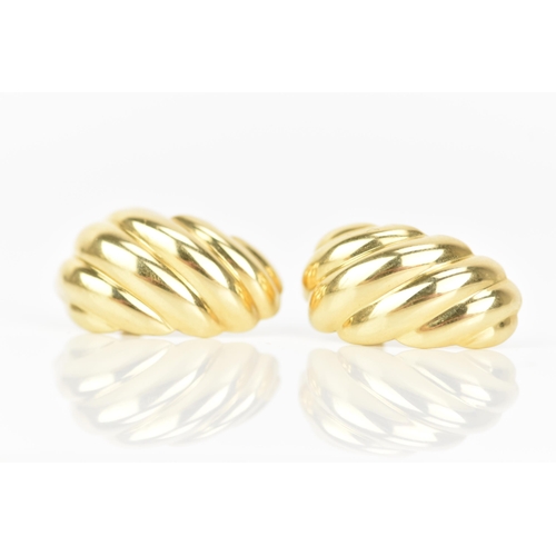 213 - A pair of UnoAErre 18ct yellow gold earrings, each with latch backs, stamped 750, 24.3mm x 13.5mm, 6... 