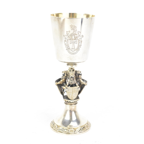 222 - An Elizabeth II silver Aurum goblet, by Hector Miller, hallmarked London 1984, with gilt interior an... 