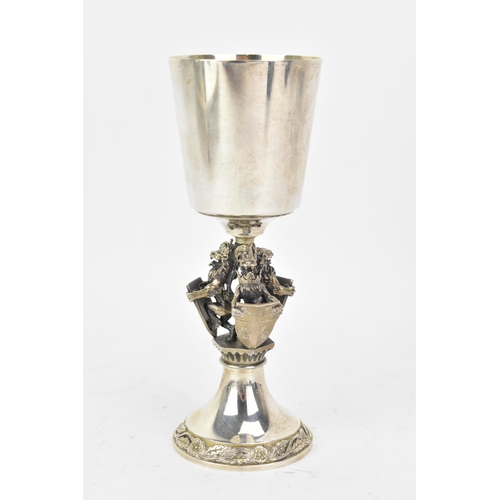 222 - An Elizabeth II silver Aurum goblet, by Hector Miller, hallmarked London 1984, with gilt interior an... 