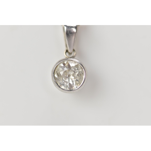 234 - An 18ct white gold and diamond necklace, the drop pendant inset with a single brilliant cut diamond ... 