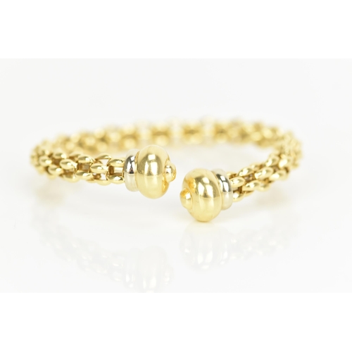 238 - An 18ct yellow gold bangle, possibly by Fope, having a chain link design and polished terminals, sta... 