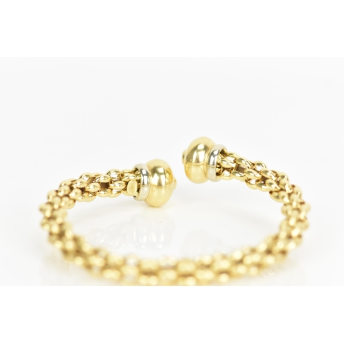 238 - An 18ct yellow gold bangle, possibly by Fope, having a chain link design and polished terminals, sta... 