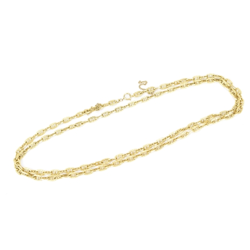 242 - An 18ct yellow gold anchor chain link necklace, fitted with a 9ct gold bolt ring clasp and safety ch... 