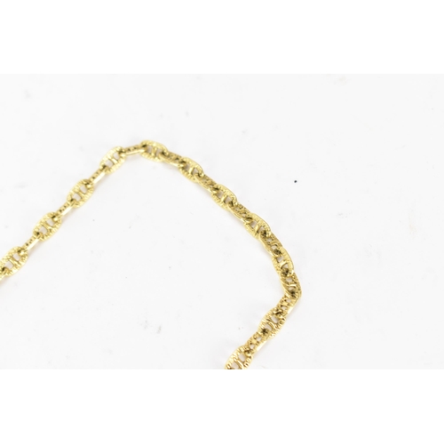 242 - An 18ct yellow gold anchor chain link necklace, fitted with a 9ct gold bolt ring clasp and safety ch... 