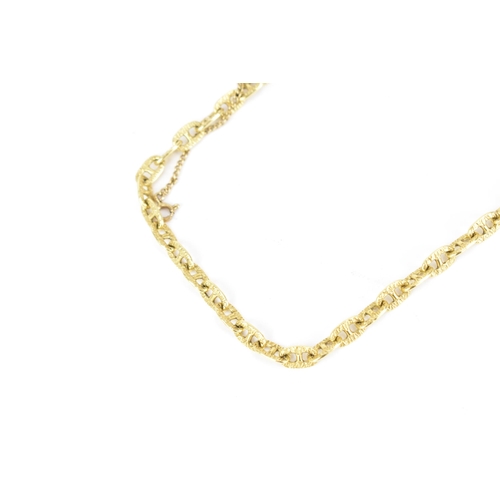 242 - An 18ct yellow gold anchor chain link necklace, fitted with a 9ct gold bolt ring clasp and safety ch... 