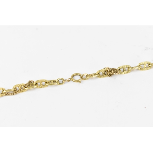 242 - An 18ct yellow gold anchor chain link necklace, fitted with a 9ct gold bolt ring clasp and safety ch... 