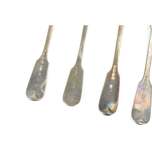 30 - Six 19th century fiddle, thread & shell pattern teaspoons, with various makers marks and date letter... 