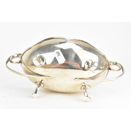 47 - A George V silver twin handled bowl, makers mark rubbed, hallmarked Birmingham 1935, having C-scroll... 