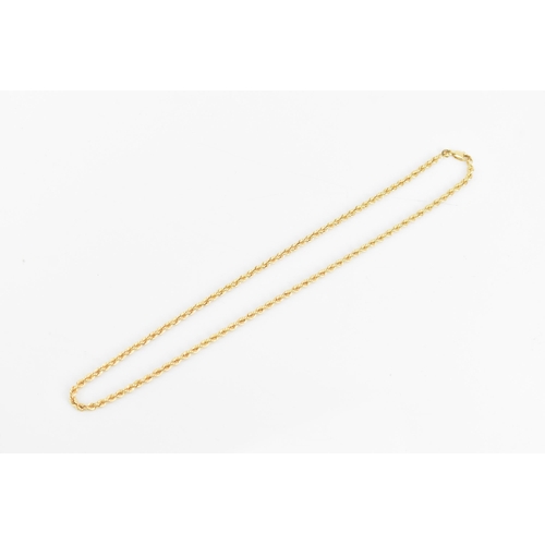 58 - A 9ct gold rope twist necklace having a lobster clasp, stamped 375, 46cm, 15.3 grams
If there is no ... 