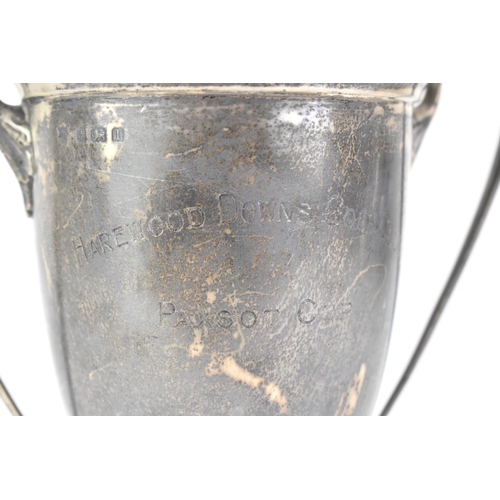 7 - An Edwardian silver twin handled trophy, by The Alexander Clark Manufacturing Co, hallmarked Birming... 