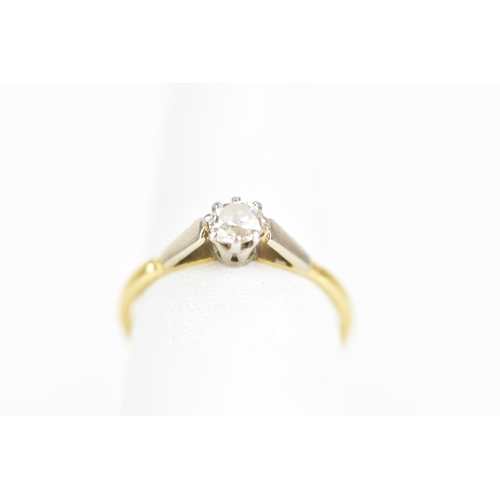 89 - A yellow and white gold diamond engagement ring, the old cut diamond in an eight claw setting, 4.2mm... 