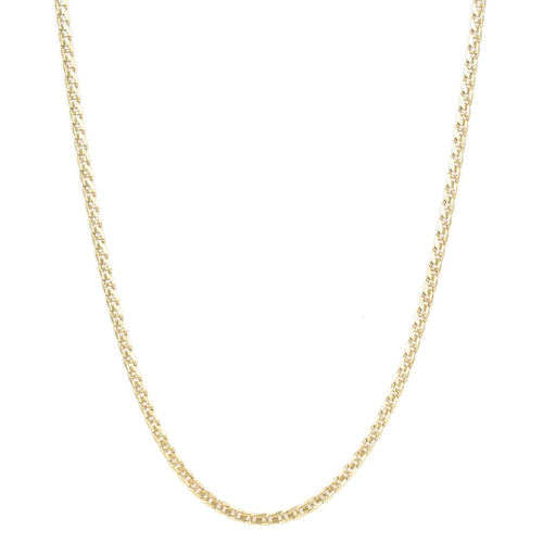 92 - A 14ct yellow gold curb link chain necklace, having a lobster claw clasp, stamped 14K, 62cm, 14.8 gr... 