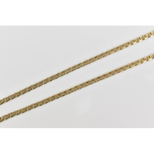 92 - A 14ct yellow gold curb link chain necklace, having a lobster claw clasp, stamped 14K, 62cm, 14.8 gr... 