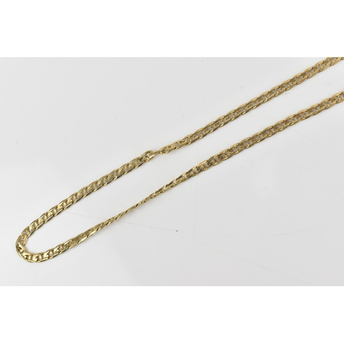 92 - A 14ct yellow gold curb link chain necklace, having a lobster claw clasp, stamped 14K, 62cm, 14.8 gr... 