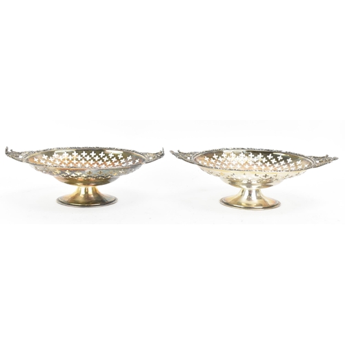 245 - A pair of George V silver bon bon dishes, by Lee & Wigfull, hallmarked Sheffield 1912, each cast wit... 