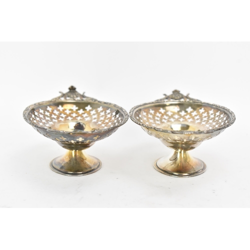 245 - A pair of George V silver bon bon dishes, by Lee & Wigfull, hallmarked Sheffield 1912, each cast wit... 