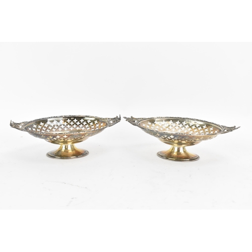 245 - A pair of George V silver bon bon dishes, by Lee & Wigfull, hallmarked Sheffield 1912, each cast wit... 