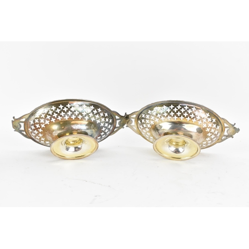 245 - A pair of George V silver bon bon dishes, by Lee & Wigfull, hallmarked Sheffield 1912, each cast wit... 