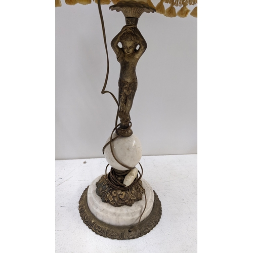 126 - A pair of mid 20th century figural table lamps having marble effect and cast metal base
Location: LW... 