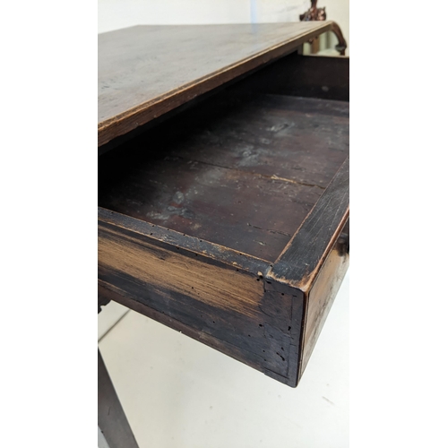 14 - A 19th century oak lowboy having a single drawer and on square tapering legs
Location: G
If there is... 